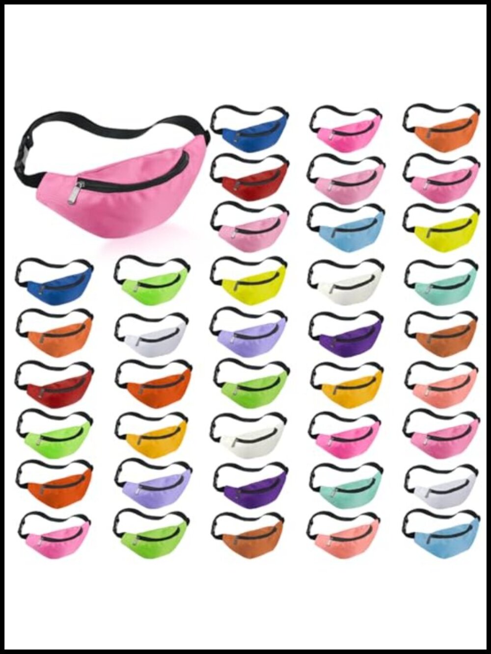 Neon Fanny Packs Bulk 40 Pack Adjustable Waist Bags Running Travel